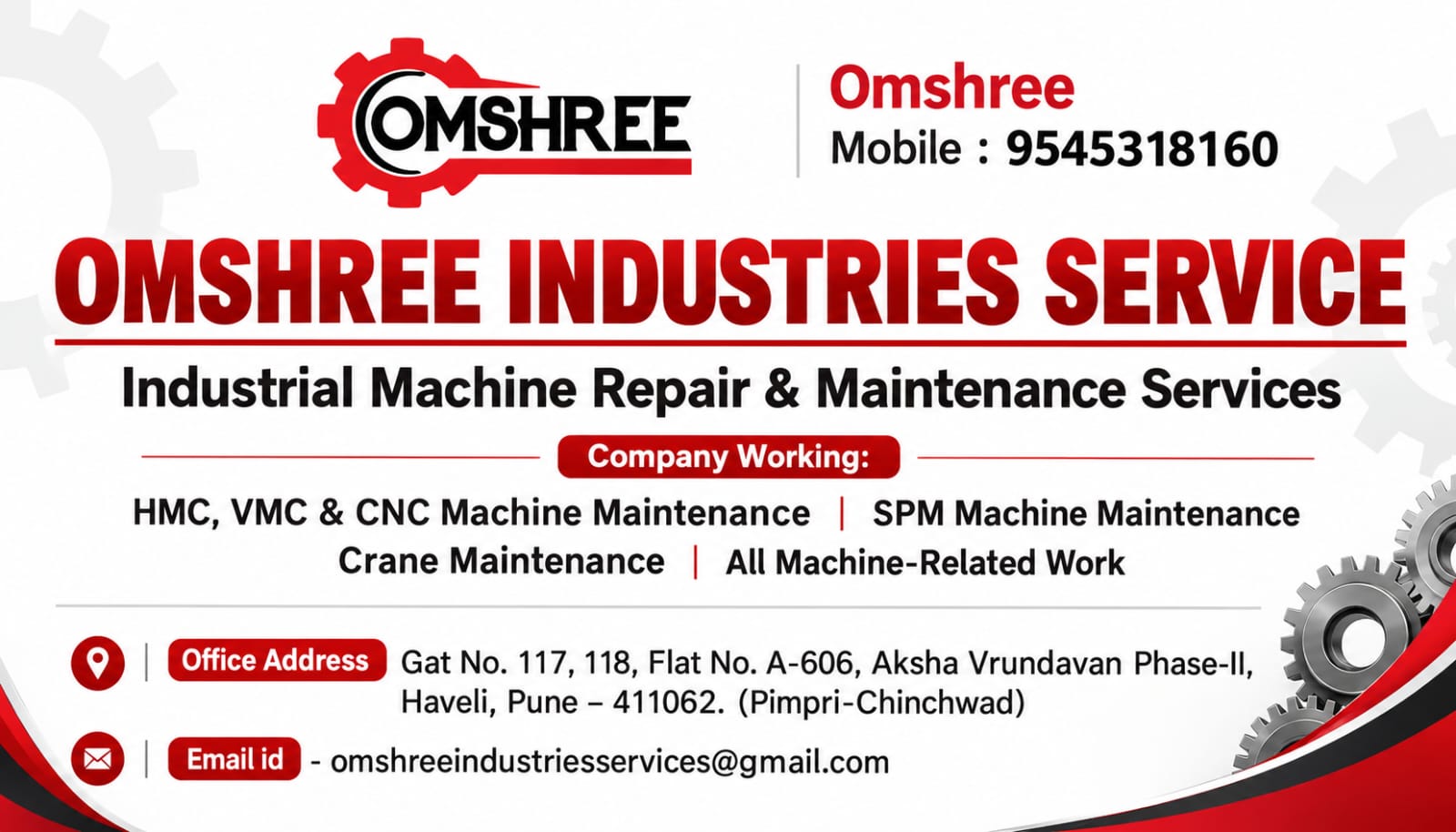 Omshree Industries Service Digital Visiting Card - Industrial Machine Repair & Maintenance Services